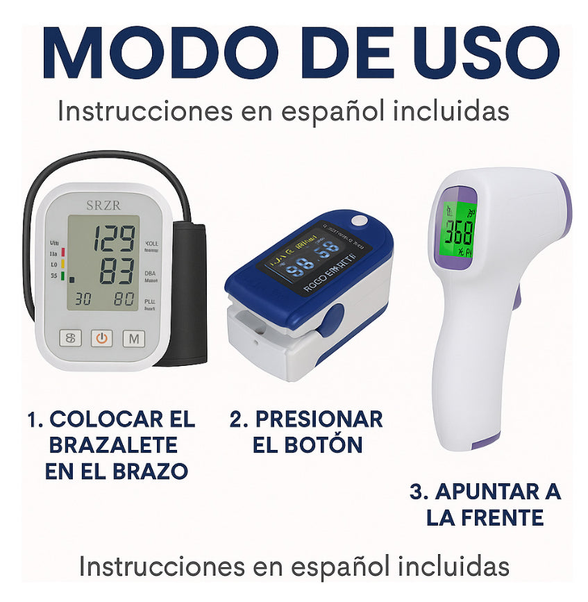 Toma Presión De Brazo + Oximetro + Termometro Pack Oferta