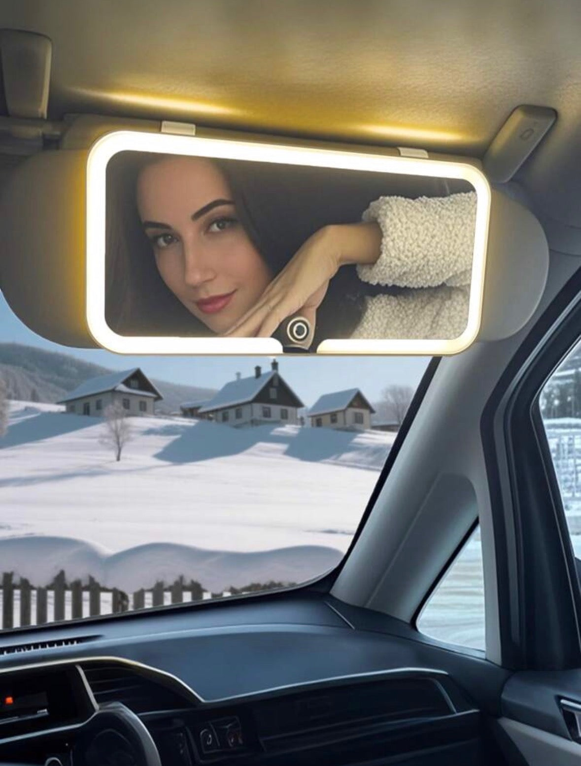 Espejo portátil para auto con luz LED